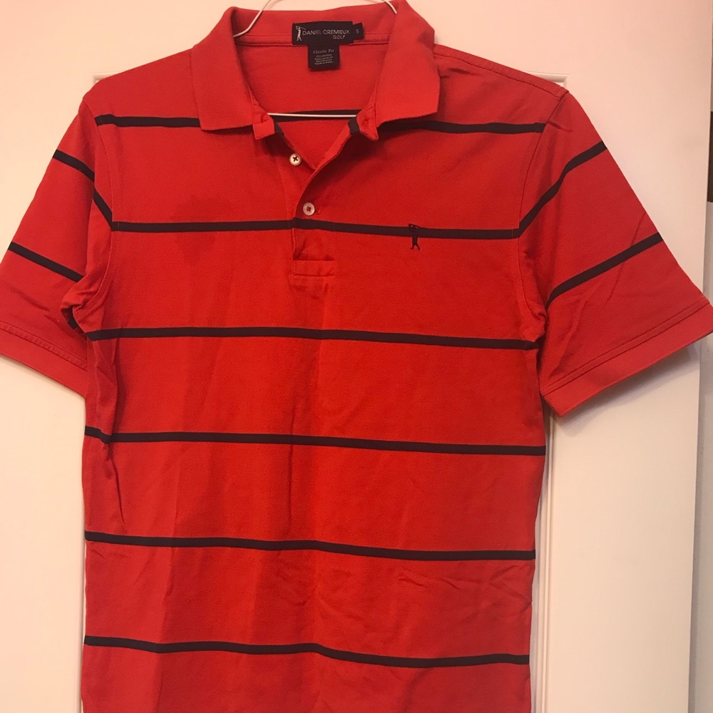 Daniel Cremieux Mens Red striped Polo Tshirt Sz M